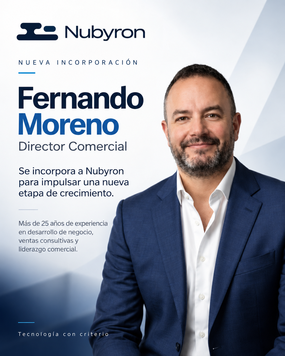 Nubyron incorpora a Fernando Moreno como Director Comercial para impulsar su próxima etapa de crecimiento
